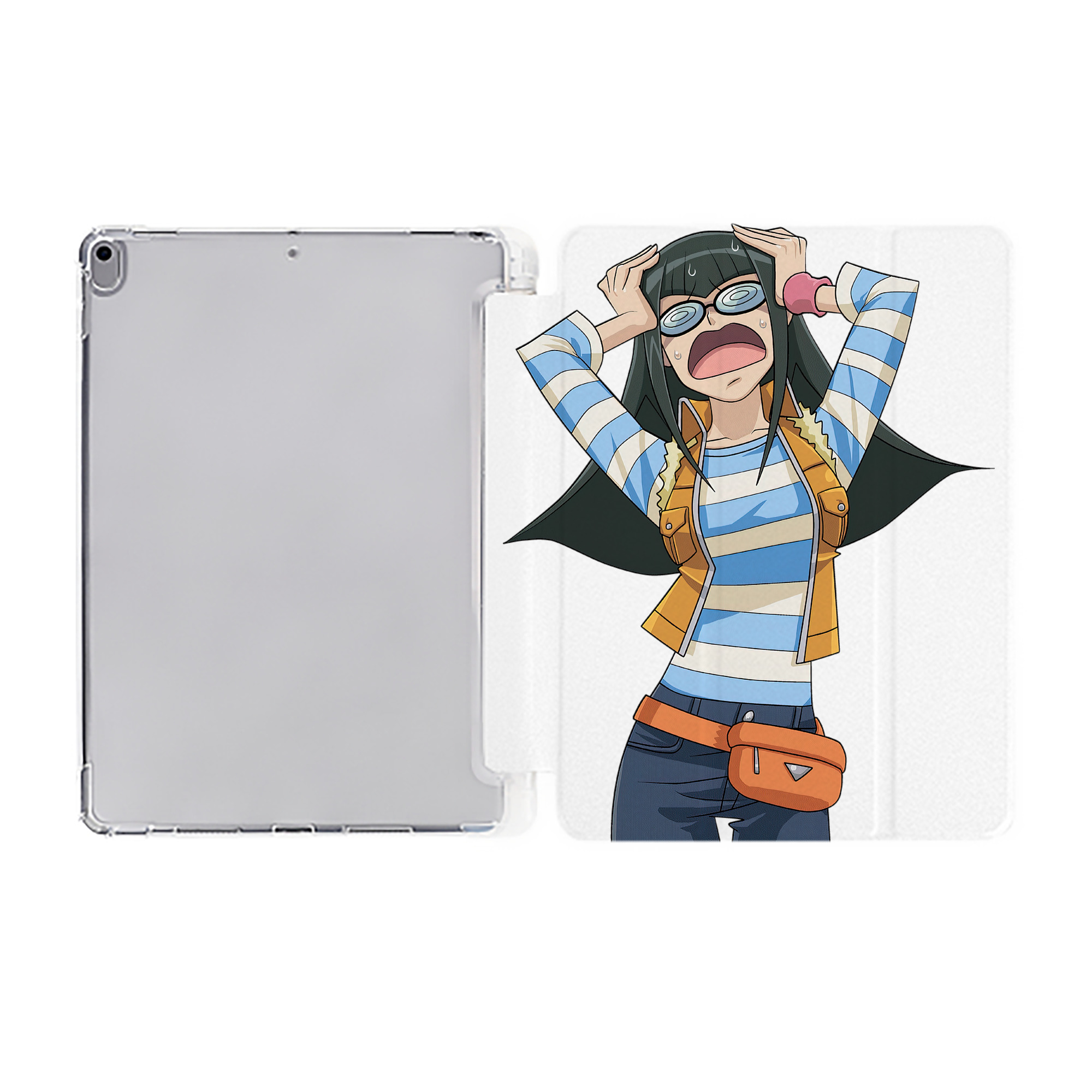 （画像用） 遊☆戯☆王 Yu-Gi-Oh! IPad ケース ペン収納付き 三つ折りスタンド PUレザー×シリコン 対応機種9.5/10.5/10.9インチ